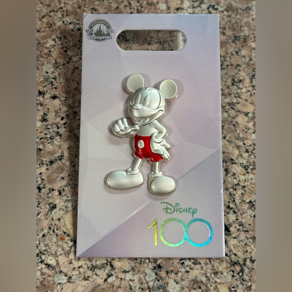 Hong Kong Disneyland Mickey Mouse Platinum Celebration Pin - Disney100